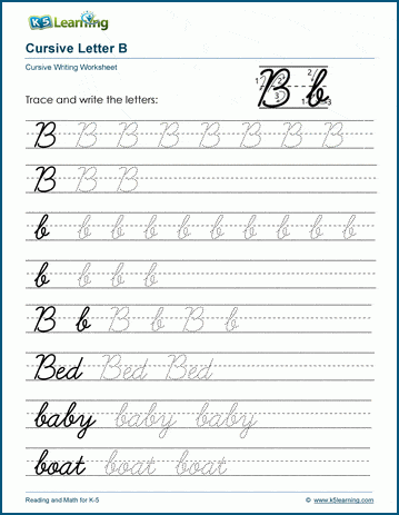 Cursive writing worksheet: The letter B