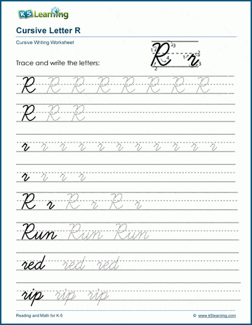 Cursive writing worksheet: The letter R