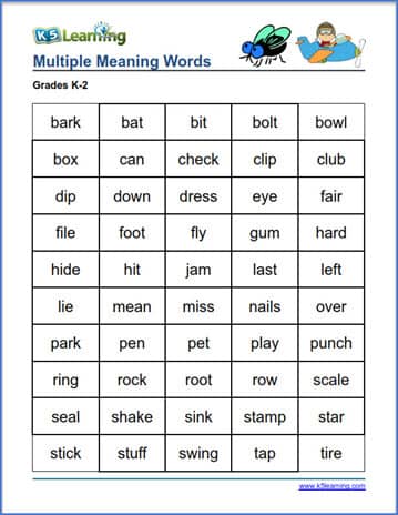 multiple meaning words flashcards