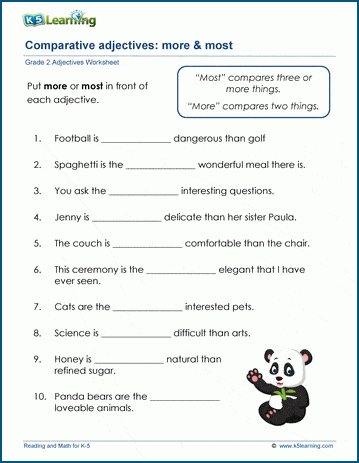 Sample grade 2 adjectives worksheet