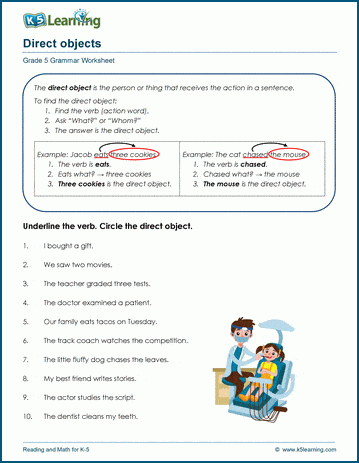 Direct objects worksheets