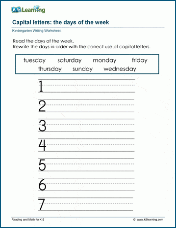 Capitalize proper nouns worksheets