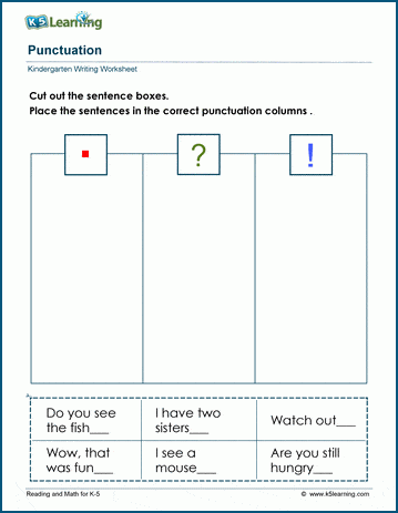 Ending punctuation worksheet