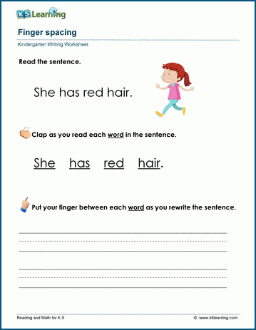 Spacing between words worksheet