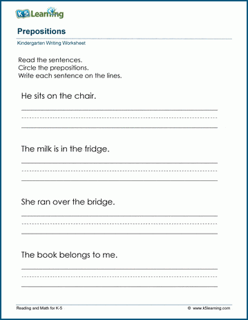 Prepositions worksheet