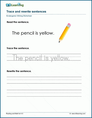 Read, trace, and rewrite sentences worksheet