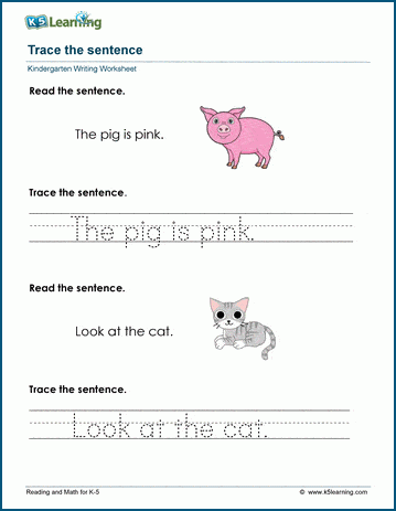 Tracing sentences worksheets
