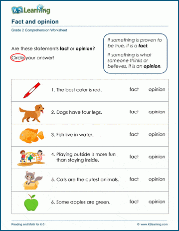 Sample Fact or Opinion Worksheet