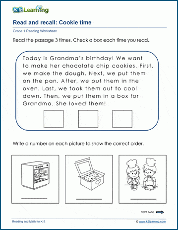 Read and recall worksheet