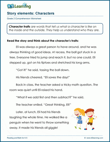 Story elements: Characters worksheet