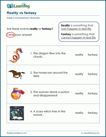 Fact vs fiction - Grade 2 Reading Comprehension Worksheets