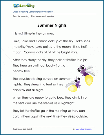 Grade 1 Children's Story - Summer Nights