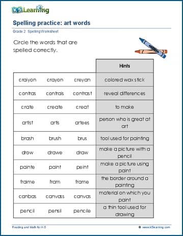 Grade 2 spelling worksheet correct spelling