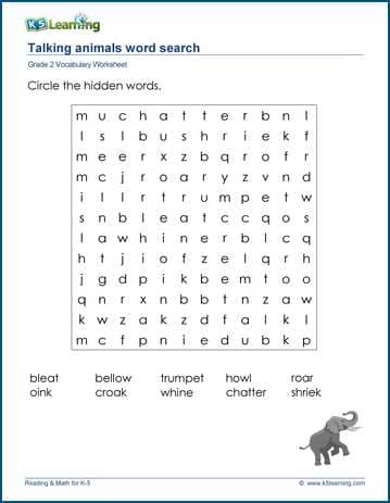 Grade 2 word search worksheet